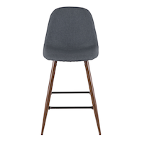 LumiSource Pebble Armless Upholstered  Counter/Bar Stool (2-Piece Set), Walnut/Blue Front_Flat