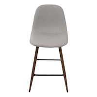 LumiSource Pebble Armless Upholstered Counter/Bar Stool (2-Piece Set), Walnut/Grey Front_Flat