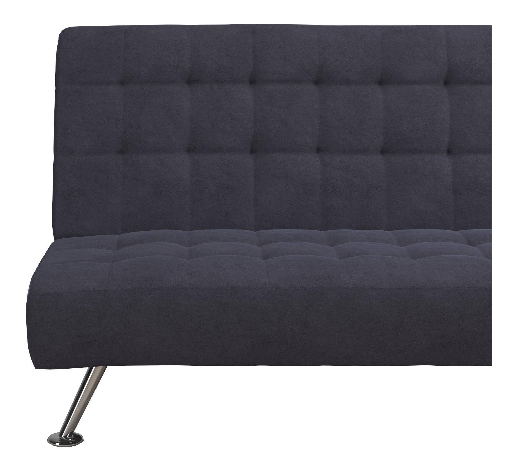 Dorel Kool Kids Mid Century Modern Upholstered Futon Convertible Sleeper Sofa Bed Blue