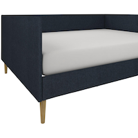 Lit de repos à deux places Dorel Clubhouse, milieu du siècle, lin bleu Front_Angled_Right