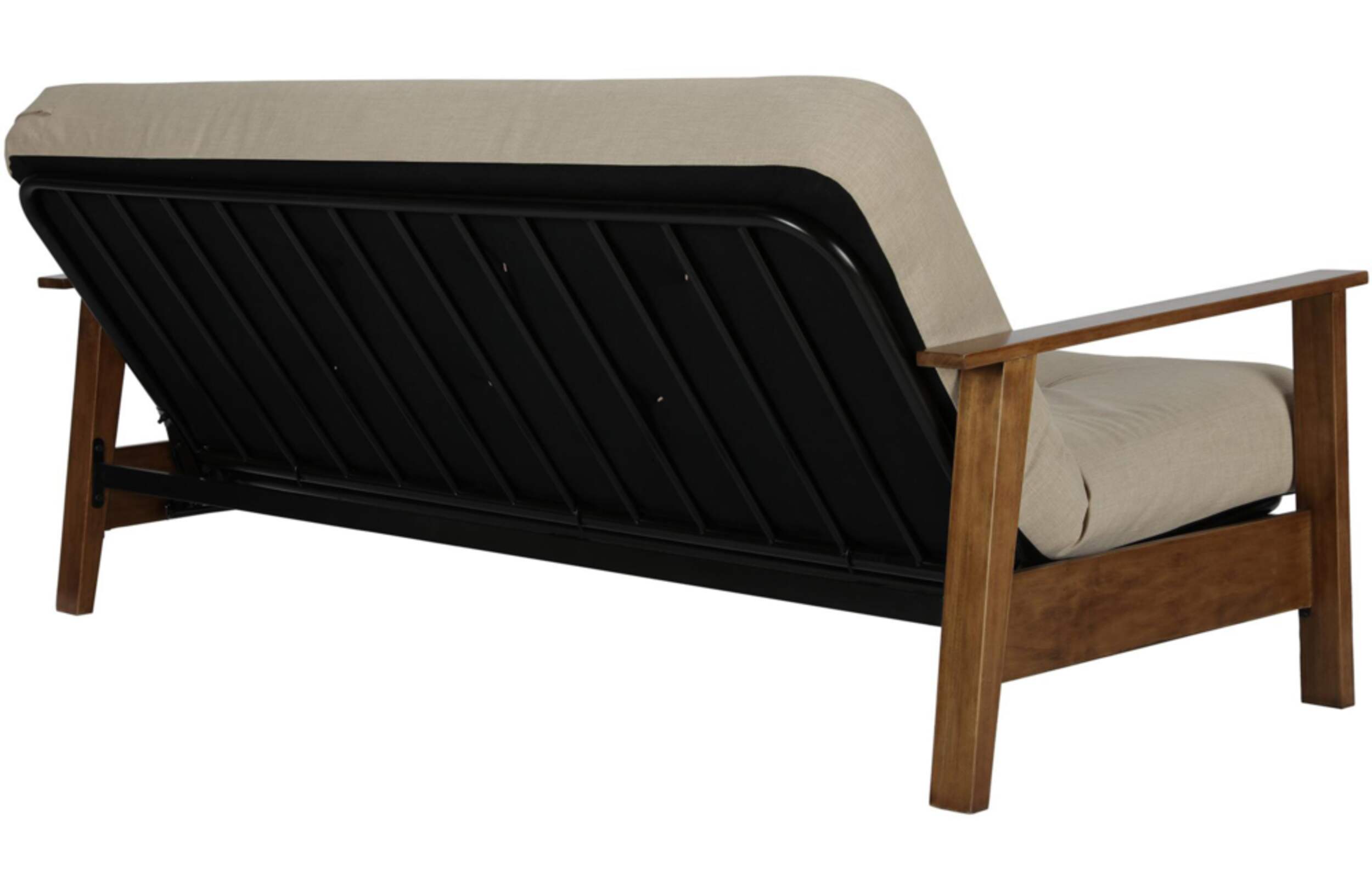 Dorel Comfort Wood Arm Futon with Coil Mattress, Beige Canadian Tire