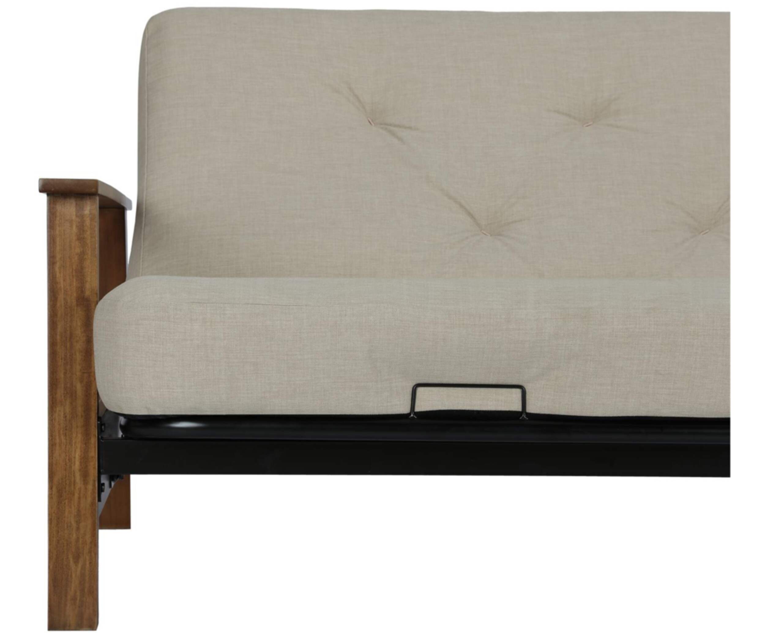 Dorel Comfort Wood Arm Futon with Coil Mattress, Beige Canadian Tire
