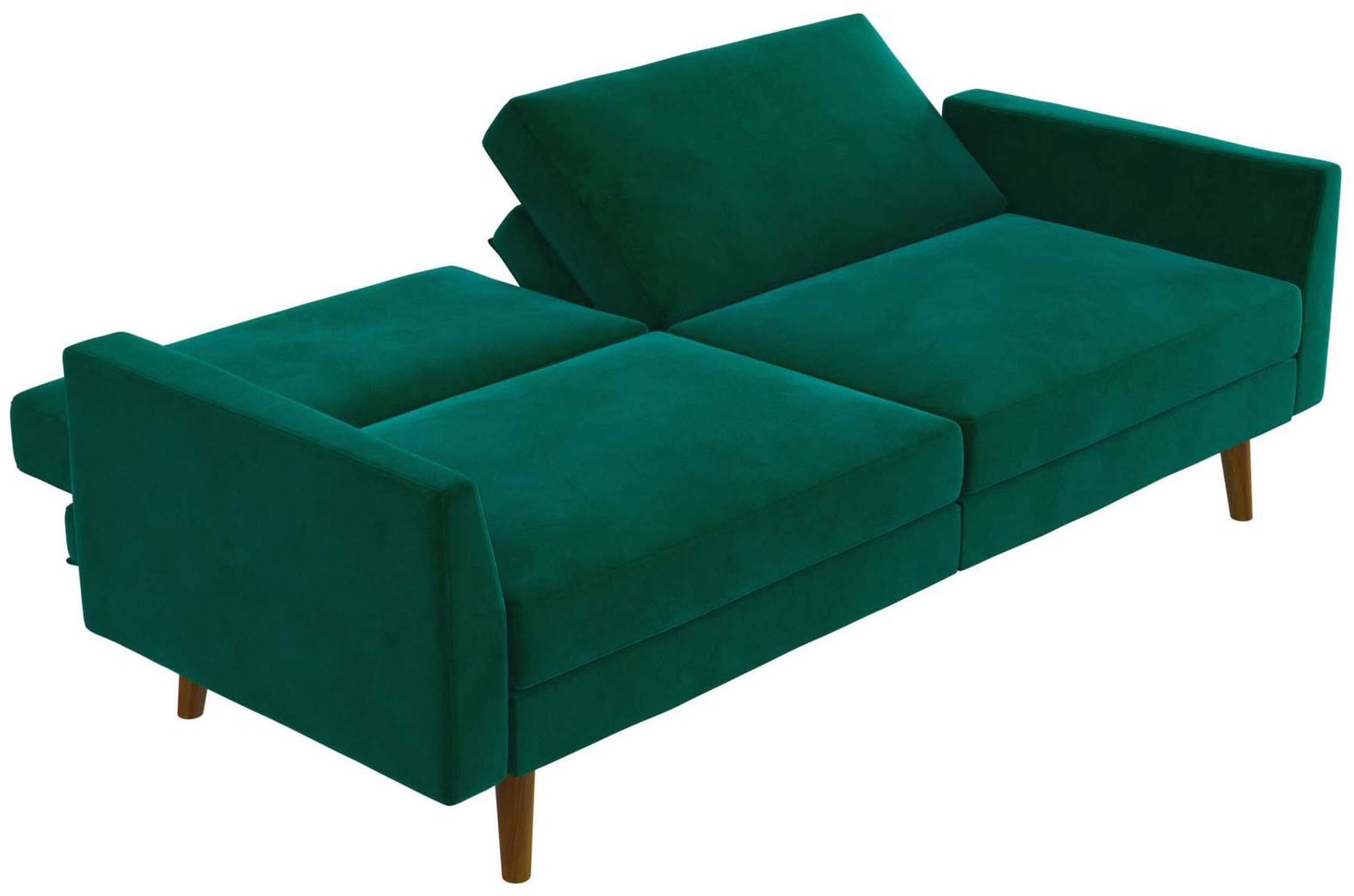 Canapé-lit transformable cadre en bois rembourré velours Dorel Comfort, vert Front_Angled_Right