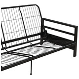 Dorel Comfort Metal Futon/Convertible Sleeper Sofa Bed Frame With Armrests, Black Front_Angled_Right