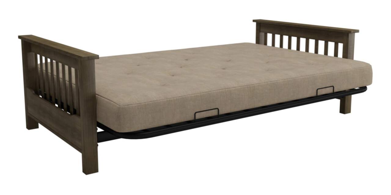 Futon avec accoudoirs en bois et matelas ressorts Dorel Comfort