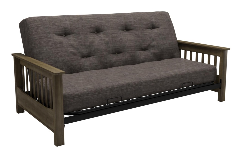Dorel Comfort Wood Arm Futon with Coil Mattress, Grey Canadian Tire