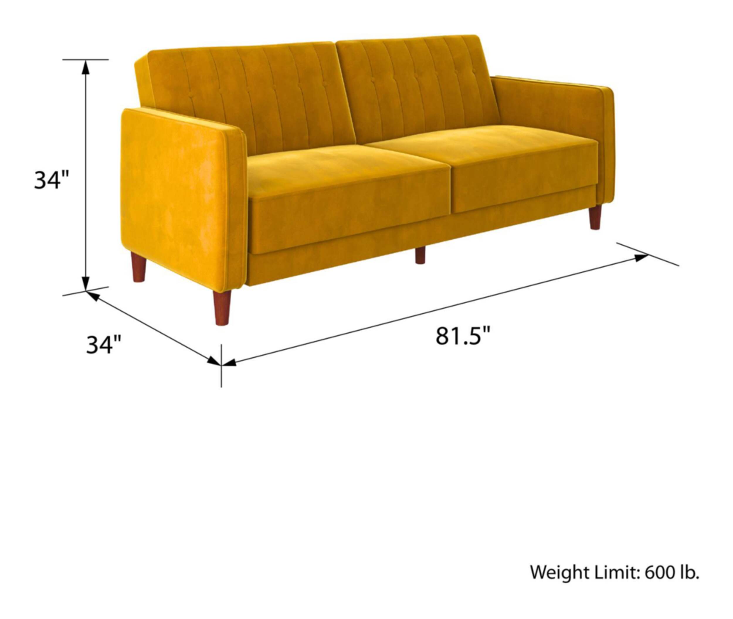 Dorel Comfort Velvet Upholstered Transitional Futon/Convertible Sleeper ...