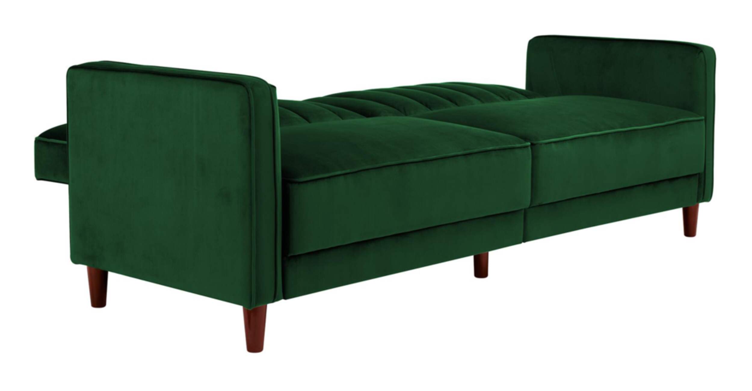Dorel Comfort Velvet Upholstered Transitional Futon/Convertible Sleeper Sofa Bed, Dark Green Front_Angled_Right