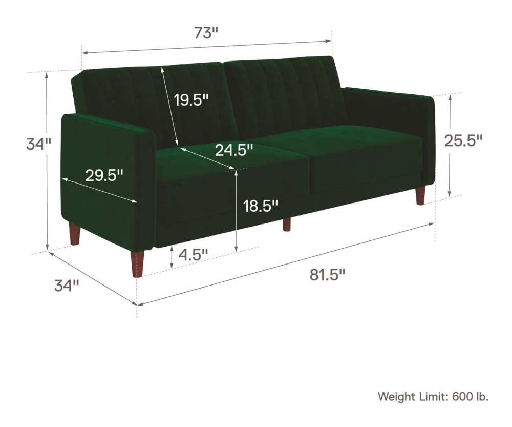Dorel Comfort Velvet Upholstered Transitional Futon/Convertible Sleeper
