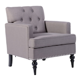 39F Kas Patterned Pleather Accent Chair, Grey Front_Angled_Right