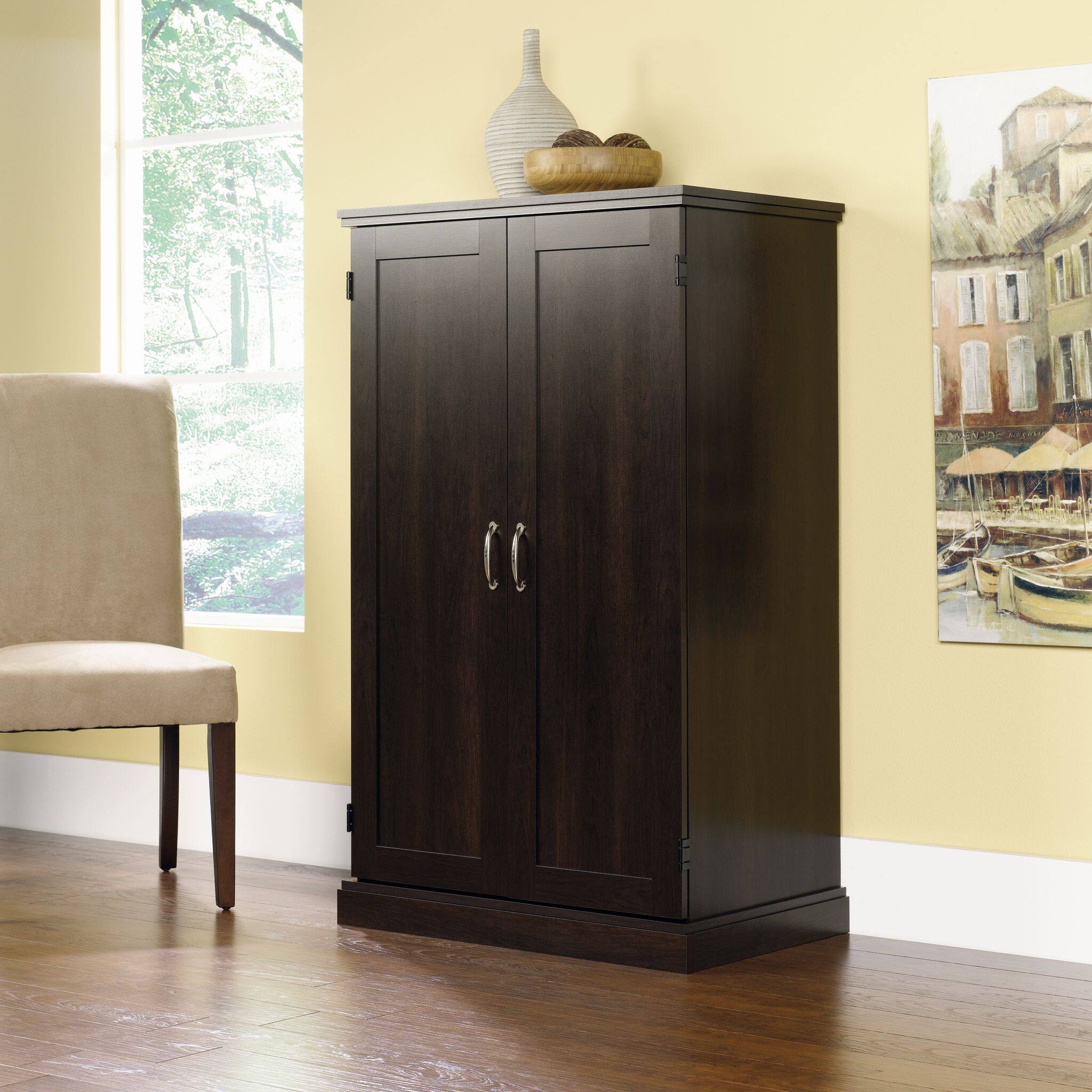 Sauder 2 Door Computer Desk Storage Cabinet With Workstation Laptop Tray Cherry Finish Canadian Tire