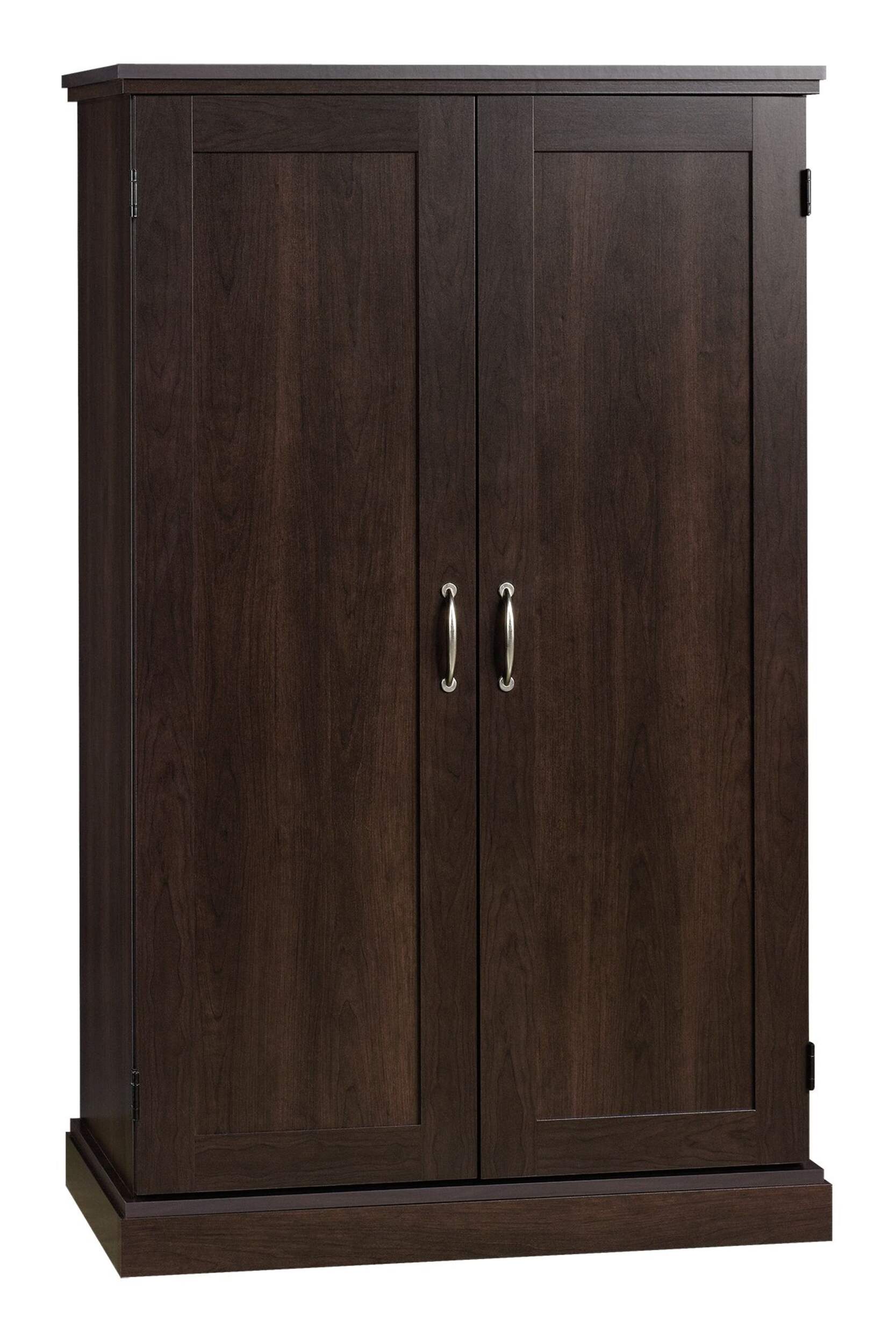 Sauder  2-Door Computer Desk Storage Cabinet With Workstation & Laptop Tray, Cherry Finish Front_Angled_Right