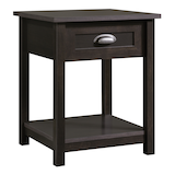 Sauder County Line 1-Drawer Bedroom Nightstand/Bedstand With Open Shelf, Estate Black Finish Front_Angled_Right