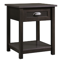 Sauder County Line 1-Drawer Bedroom Nightstand/Bedstand With Open Shelf, Estate Black Finish Front_Angled_Right