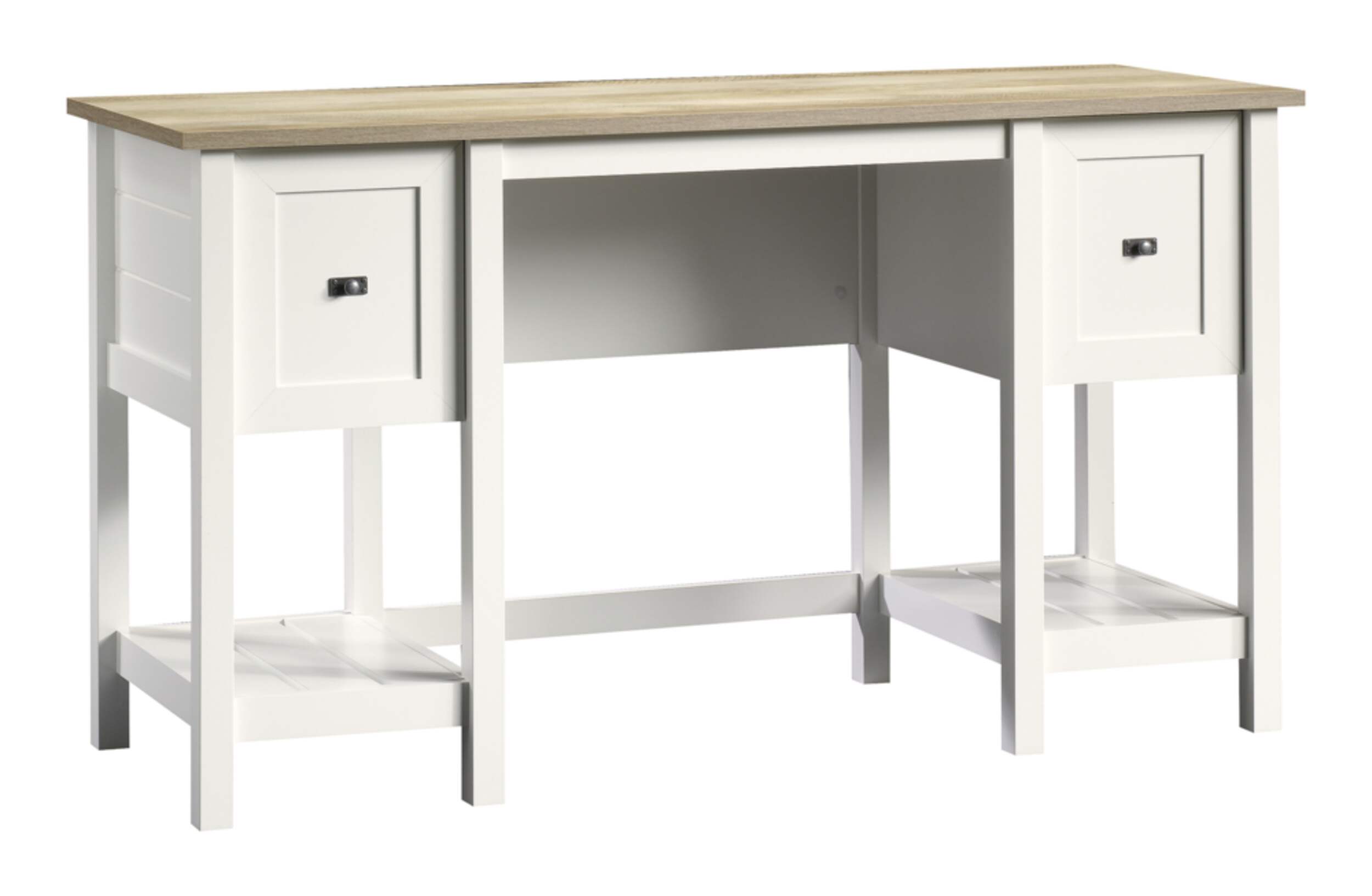 Bureau d'ordinateur à 2 tiroirs avec classeur Sauder Cottage Road, blanc doux Front_Angled_Right