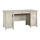 Sauder Edge Water Home Office Computer Desk With File Drawer, Chalked Chestnut Finish Front_Angled_Right