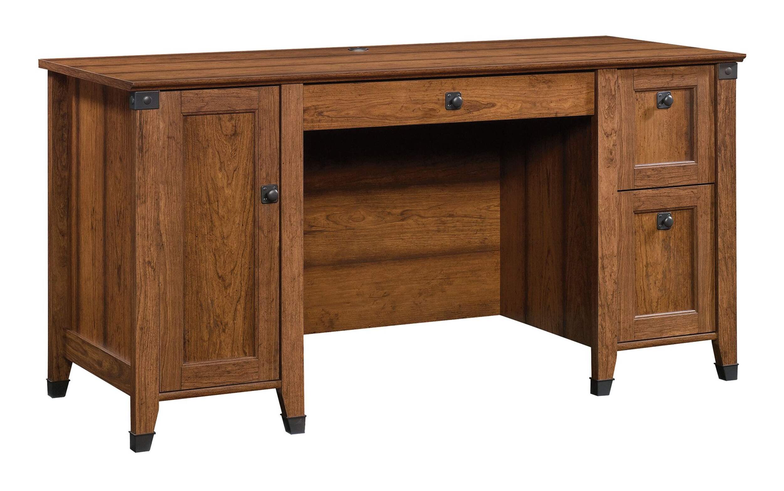 Sauder Carson Forge 3-Drawer 1-Door Home Office Computer Desk, Washington Cherry Finish Front_Angled_Right