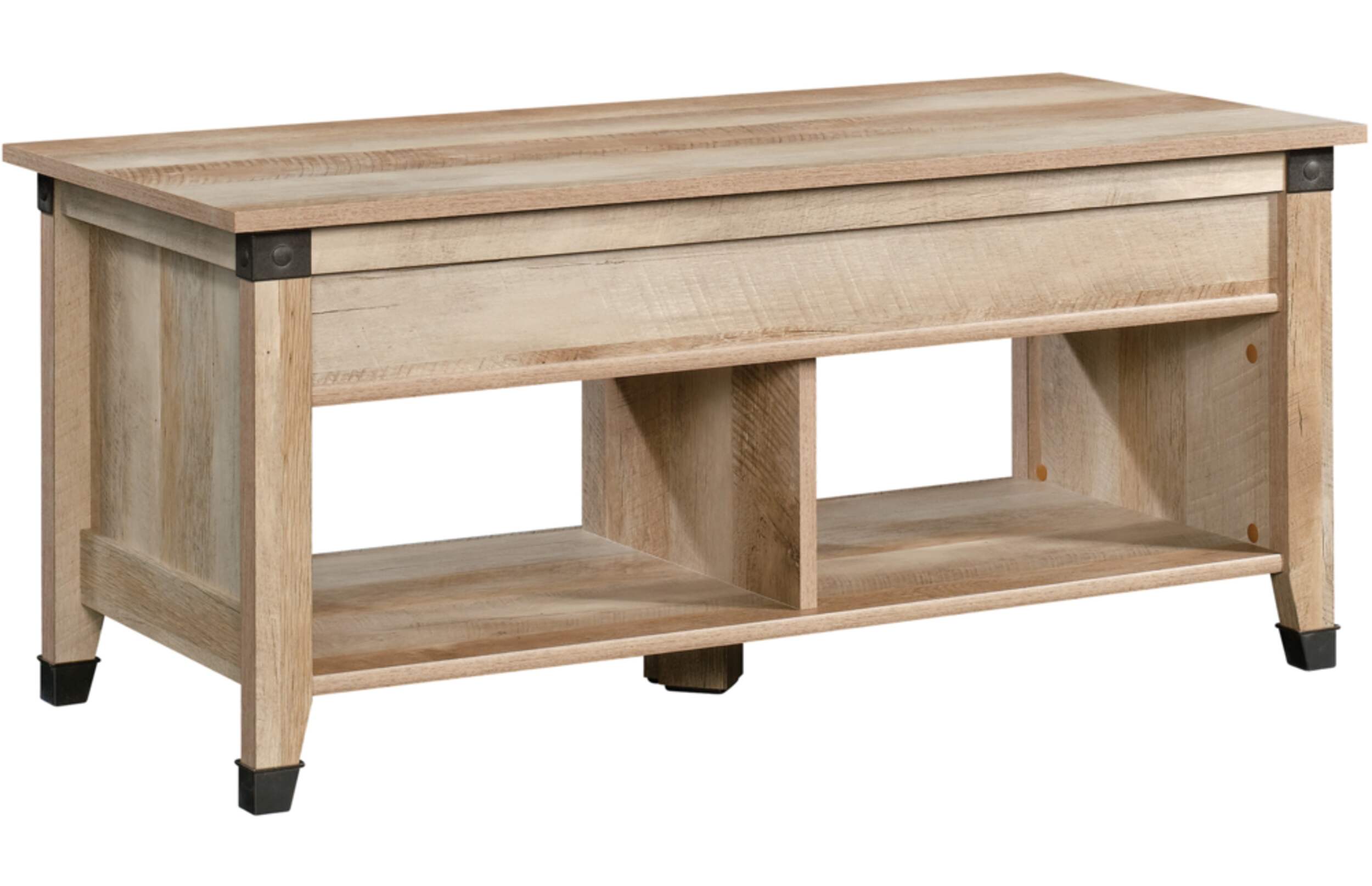 Sauder Carson Forge Lift Top Storage Coffee Table, Lintel Oak Finish Front_Angled_Right