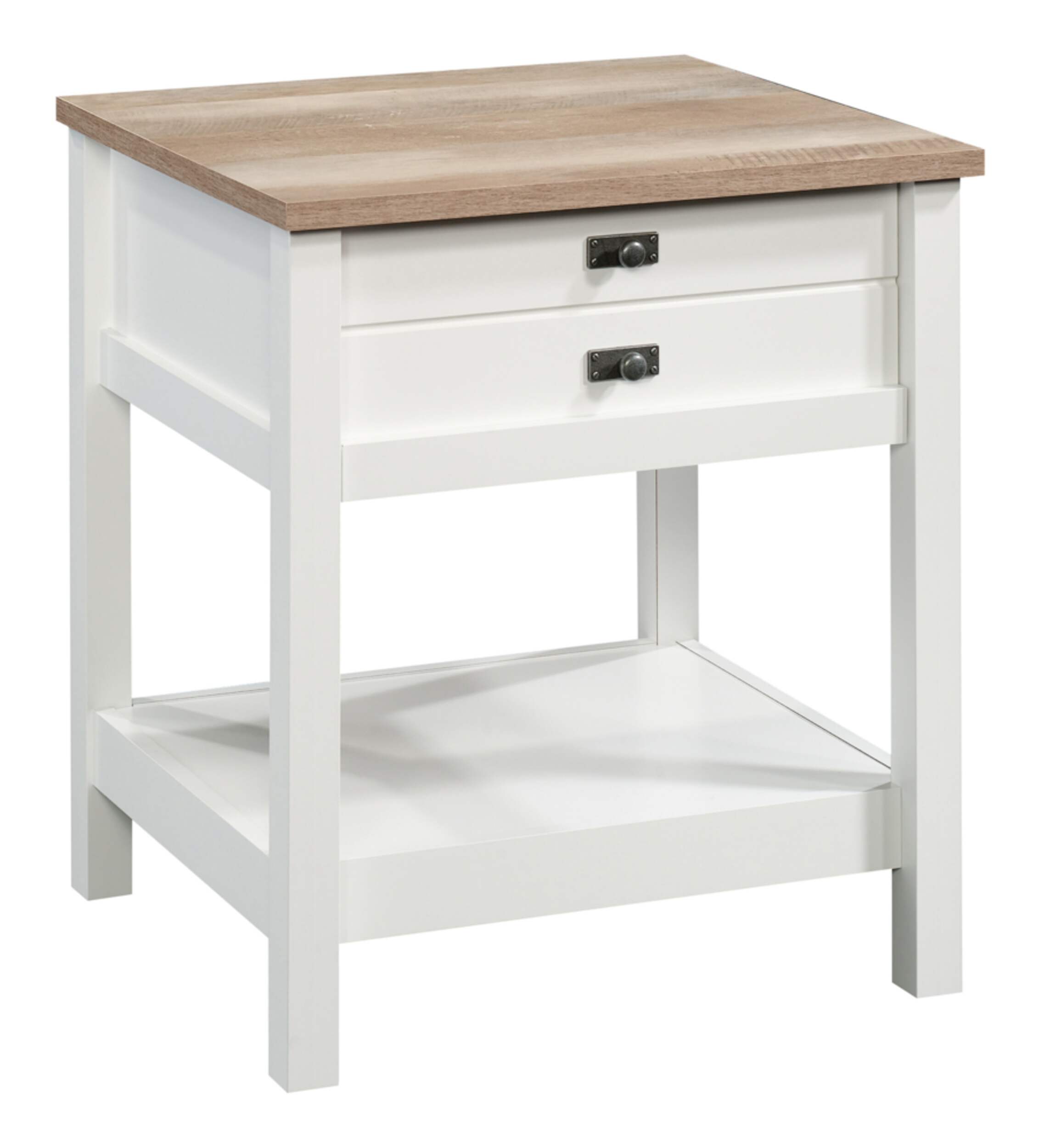 Sauder Cottage Road 1-Drawer Bedroom Nightstand/Bedstand Open Shelf, Lintel Oak Finish Front_Angled_Right