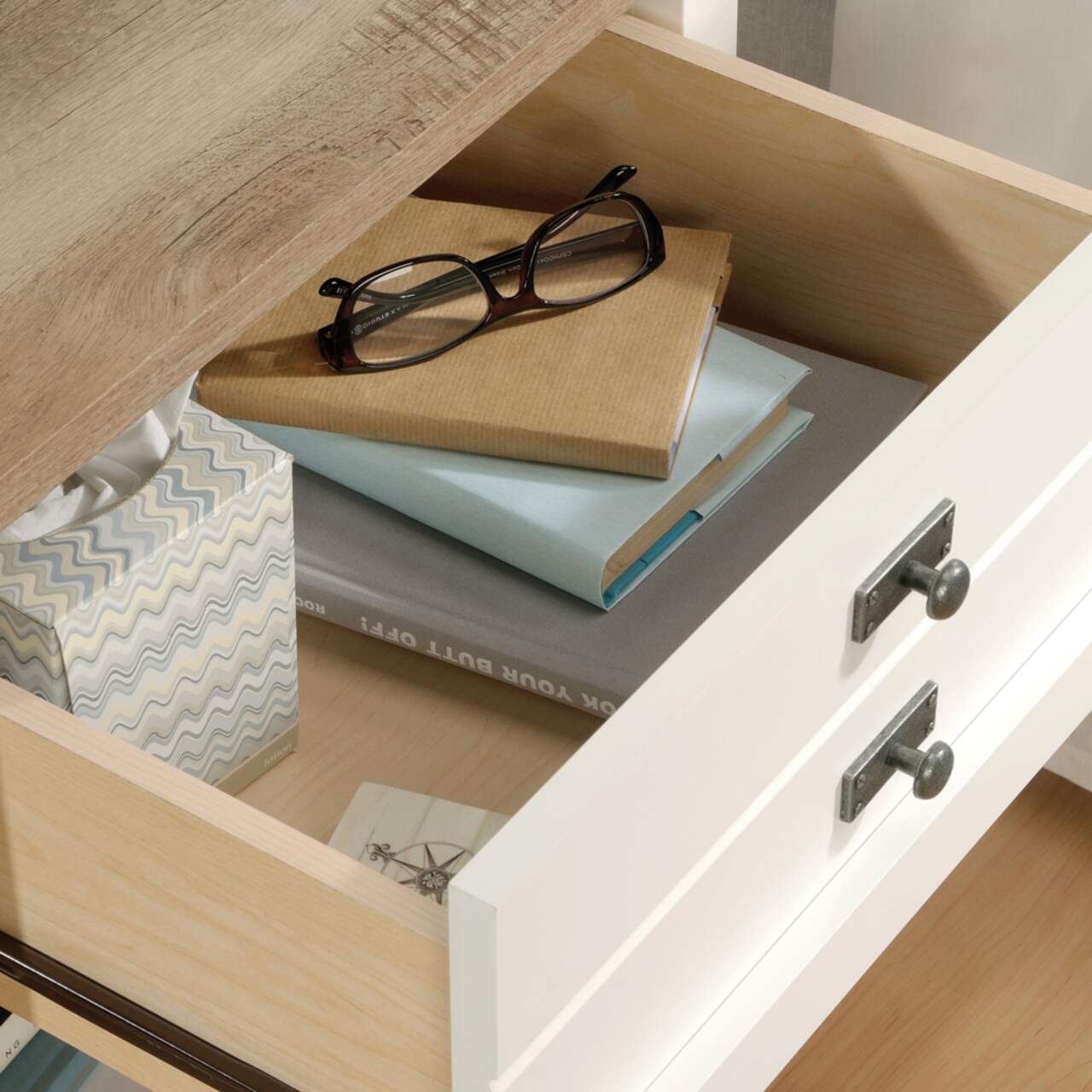 Lintel top oak nightstand