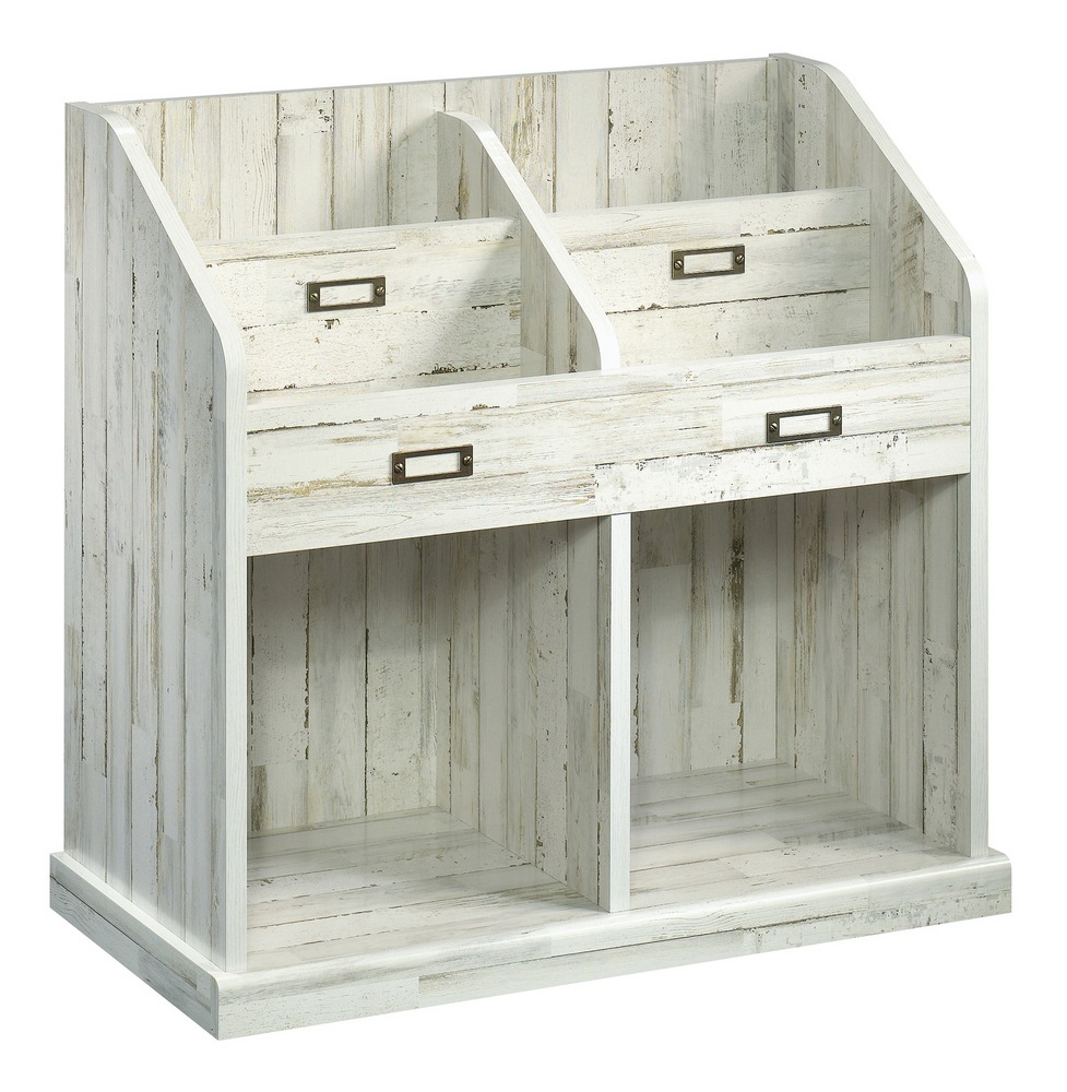 Sauder Barrister Lane Divided Open Shelf Storage Bookcase/Bookshelf, White Plank Finish