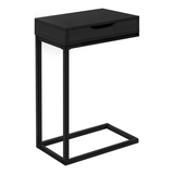 Monarch Solid Finish C-Shaped Sofa End/Side Accent Table With Storage Drawer & Metal Base Front_Angled_Right