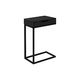 Monarch Solid Finish C-Shaped Sofa End/Side Accent Table With Storage Drawer & Metal Base Front_Angled_Right