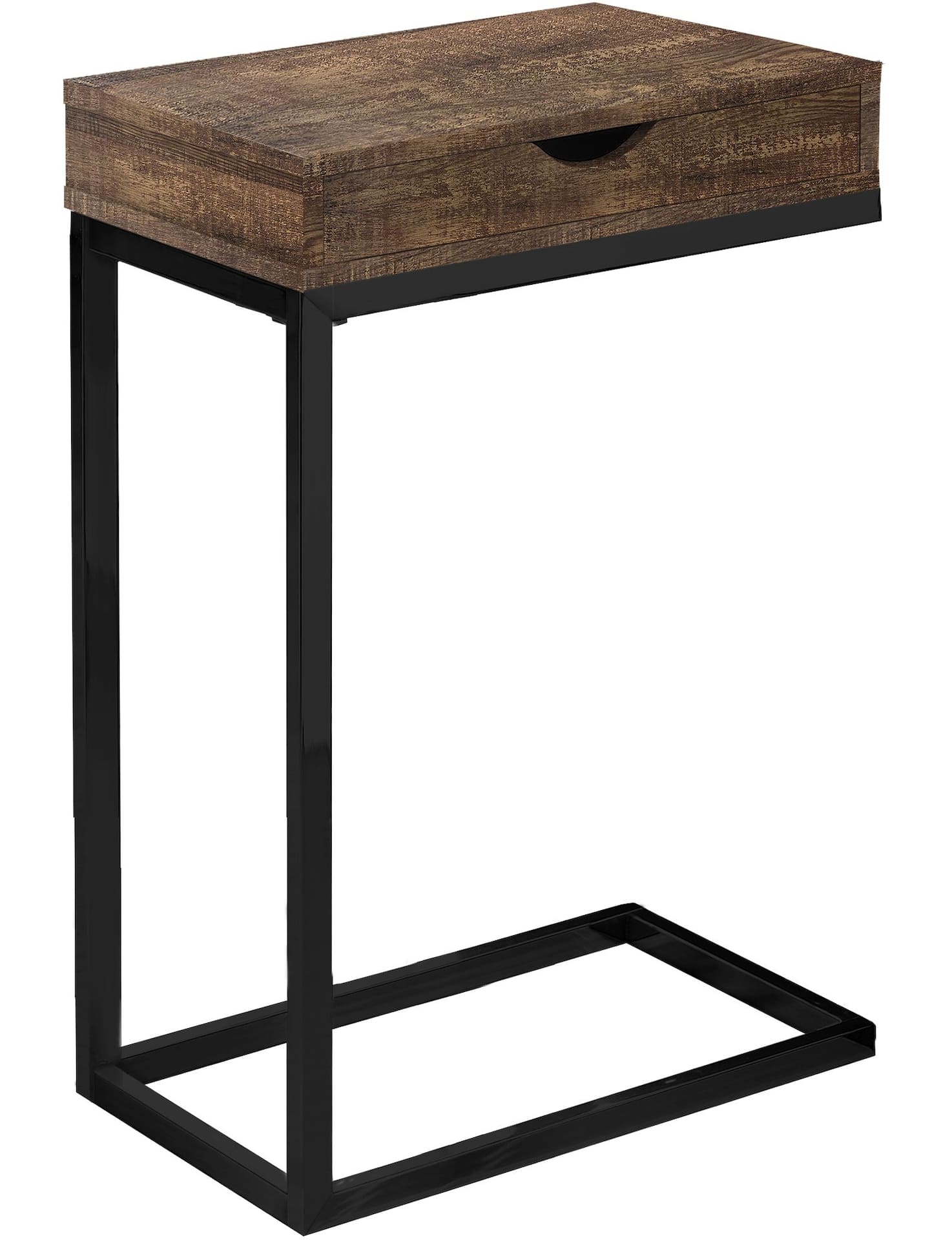 Monarch Wood Finish C Shaped Sofa End Side Accent Table with Storage Drawer Metal Base Assorted Colours 25 in Canadian Tire