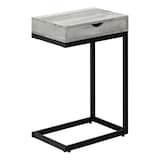 Monarch Wood Finish C-Shaped Sofa End/Side Accent Table with Storage Drawer & Metal Base, Assorted Colours, 25-in Front_Three_Fourths_Angled_Right