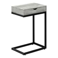 Monarch Wood Finish C-Shaped Sofa End/Side Accent Table with Storage Drawer & Metal Base, Assorted Colours, 25-in Front_Three_Fourths_Angled_Right