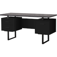 Bureau d'ordinateur cadre en métal à 3 tiroirs avec classeur Monarch Front_Angled_Left