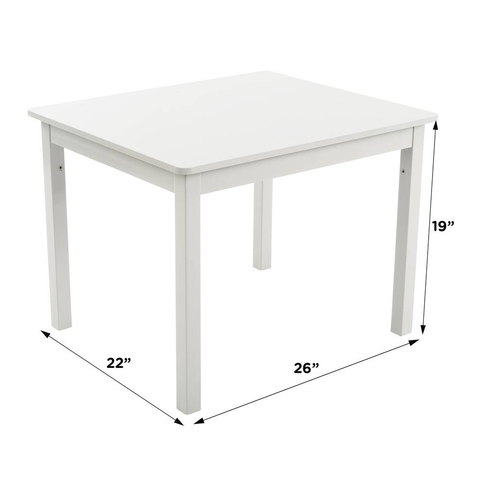 Kids Dining  Table and 4 Chairs Set Wooden Furmiture  White & Primary 5-piece 