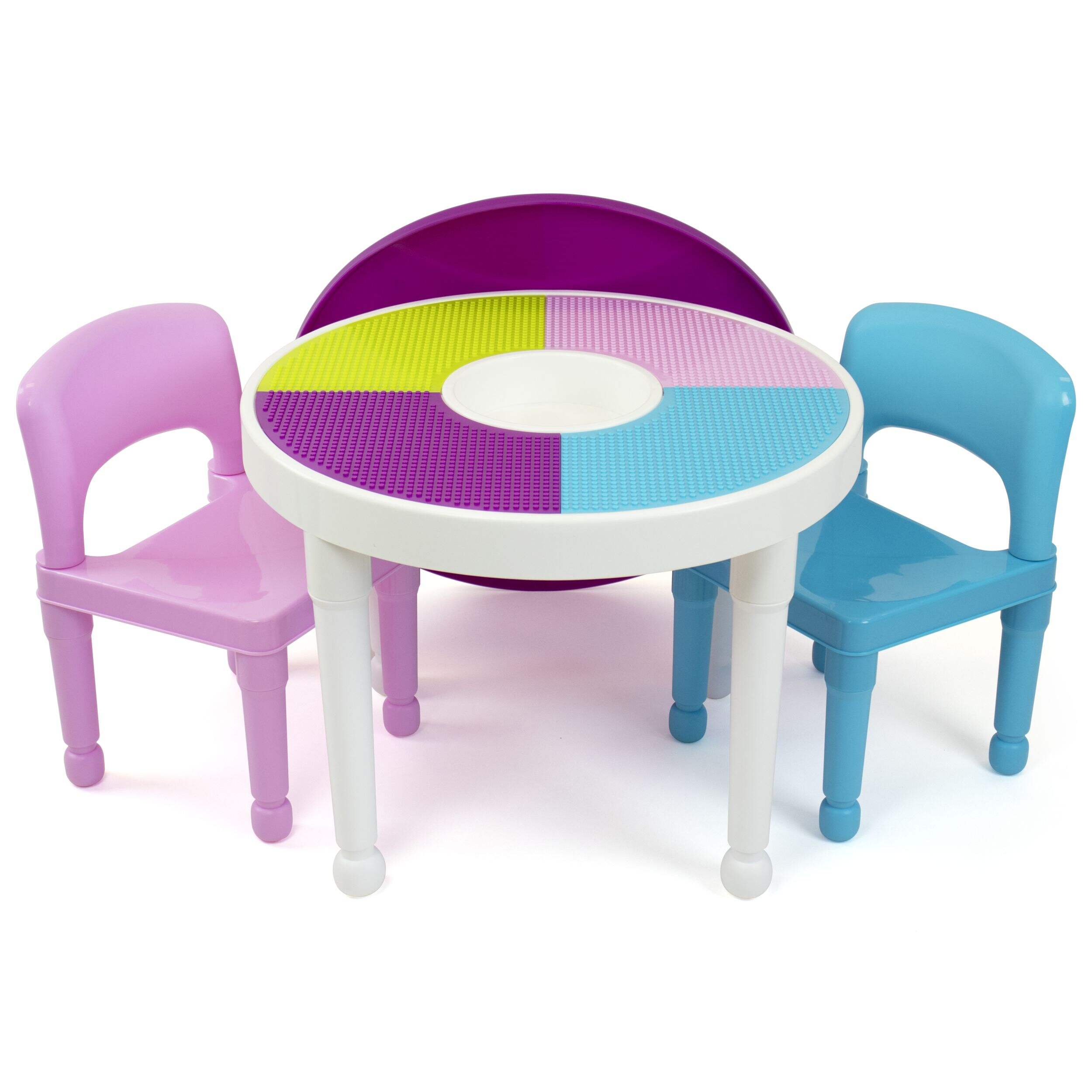Table de jeu bloc de construction Lego 2-en-1 et chaises pour enfant/tout-petit Humble Crew, paq. 3, rose Composite_or_Mixed