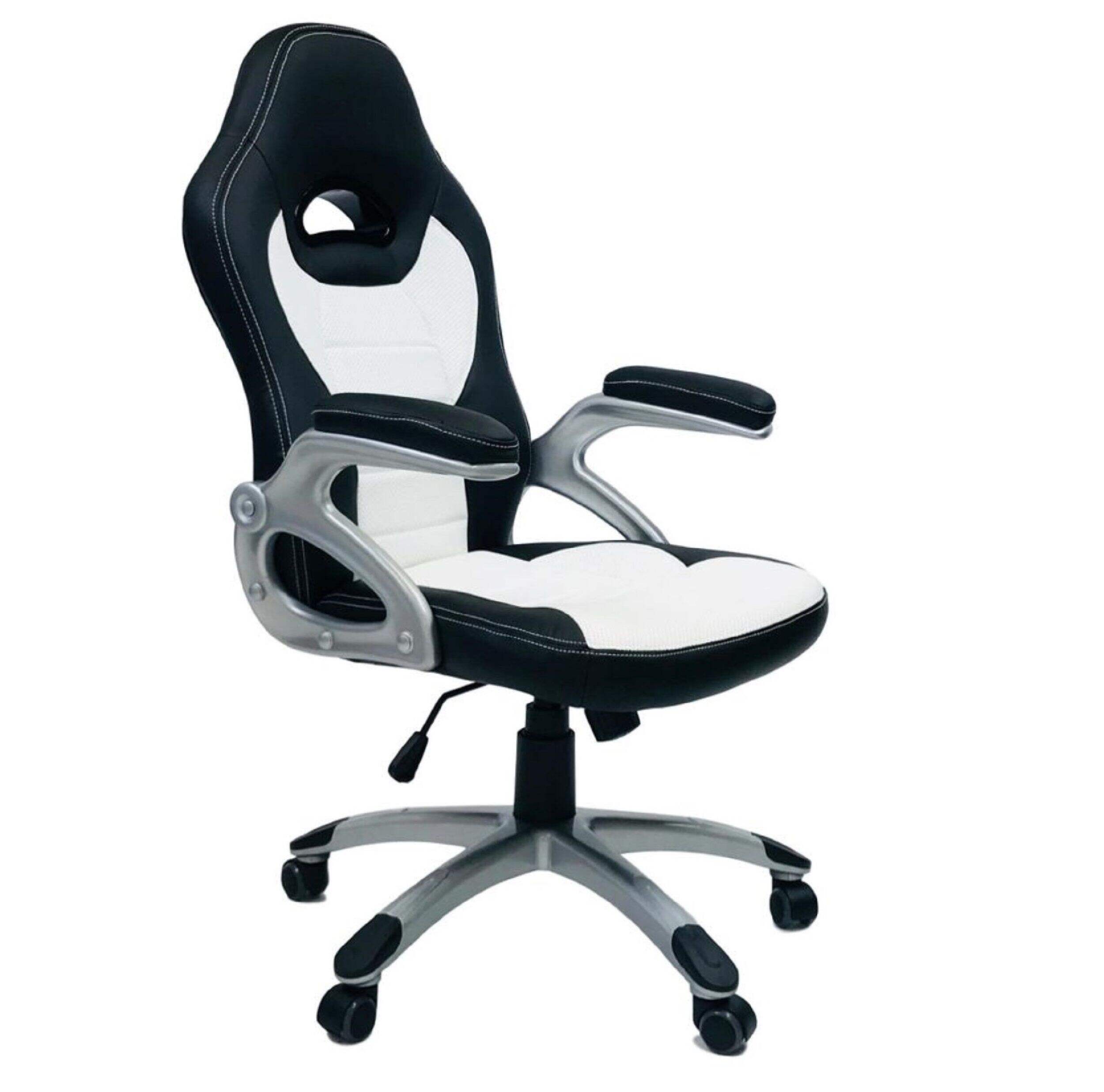 ViscoLogic Thrill Gaming Chair, White Front_Three_Fourths_Angled_Right