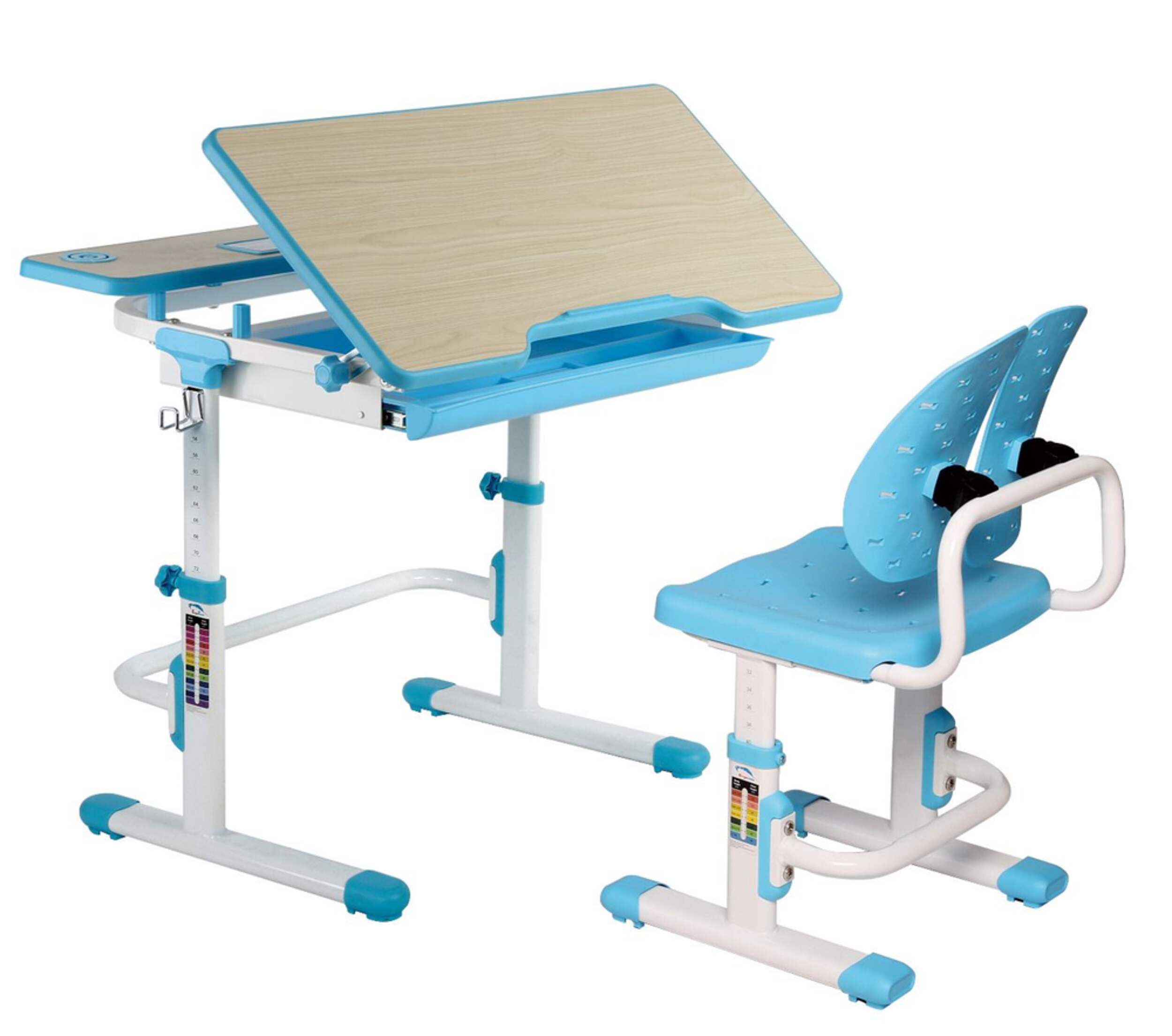 TygerClaw Adjustable Height Children's Desk, Blue Front_Three_Fourths_Angled_Right