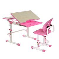 TygerClaw Adjustable Height Children's Desk, Pink Front_Three_Fourths_Angled_Right
