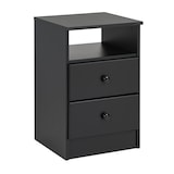 Prepac Astrid 2-Drawer Tall Bedroom Nightstand/Bedstand With Open Shelf, White Front_Three_Fourths_Angled_Right