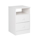 Prepac Astrid 2-Drawer Tall Bedroom Nightstand/Bedstand With Open Shelf, White Front_Three_Fourths_Angled_Right