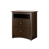 Prepac 2-Drawer Fremont Tall Nightstand with Open Shelf Front_Angled_Left