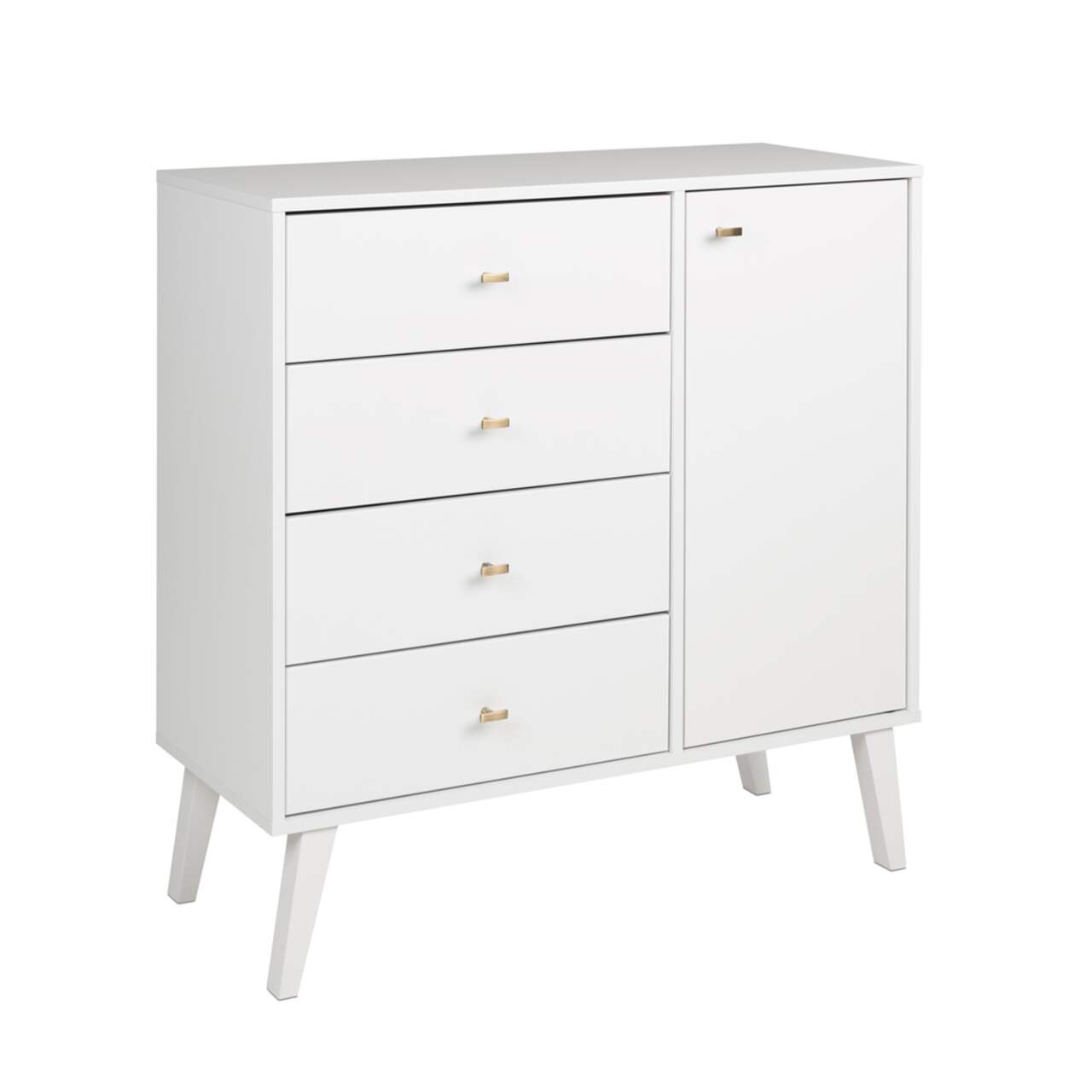 Prepac 4 Drawer Milo Mid Century Modern Chest with Door Canadian
