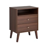 Prepac 2-Drawer Milo Tall Nightstand with Open Shelf Front_Angled_Right