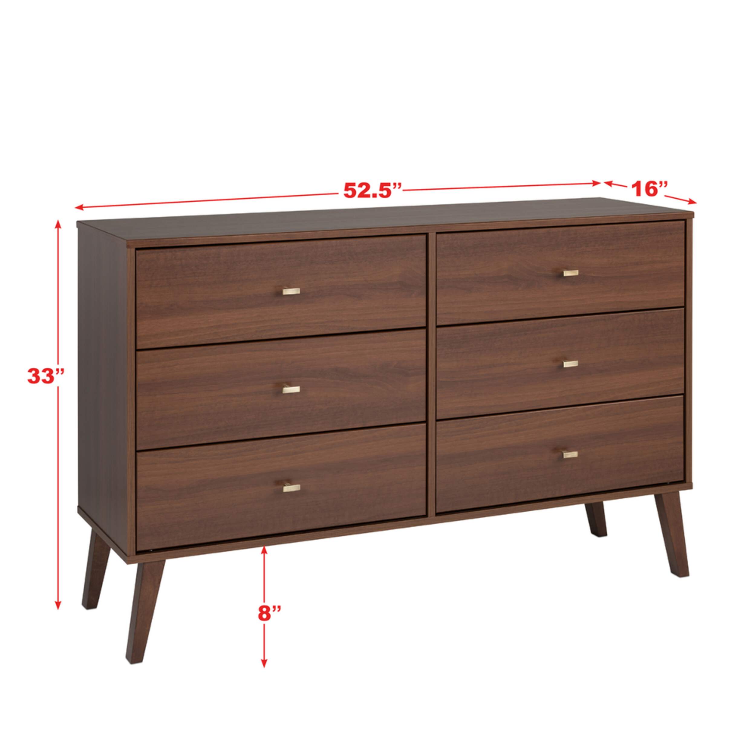 Commode Prepac Milo à 6 tiroirs Front_Angled_Right