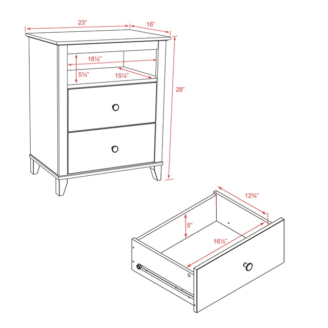 Prepac 2Drawer Yaletown Tall Nightstand Canadian Tire