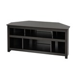 Prepac Vasari Open Shelf Corner TV Stand & Media Storage Console Cabinet, Black Front_Angled_Left