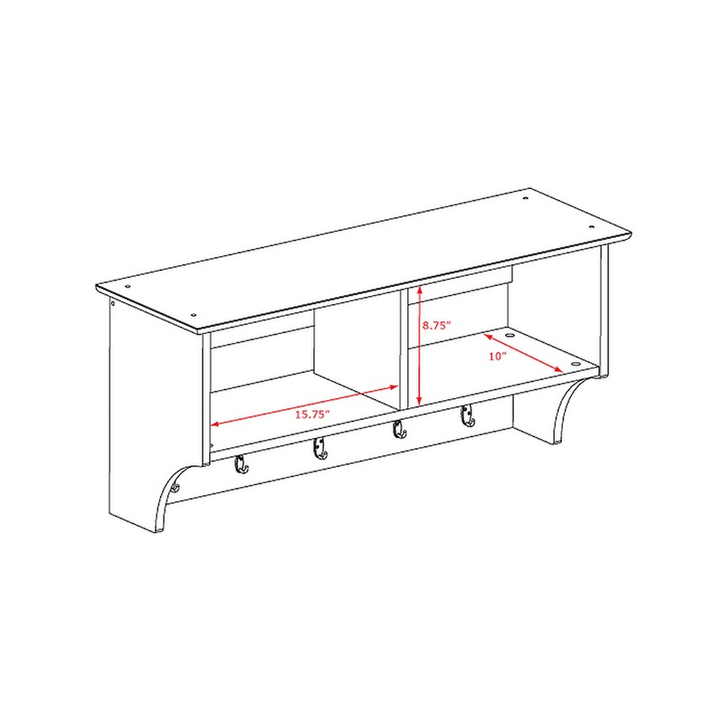 Prepac 5Hook WallMounted Coat Rack Cubby Shelf For Entryway/Hallway