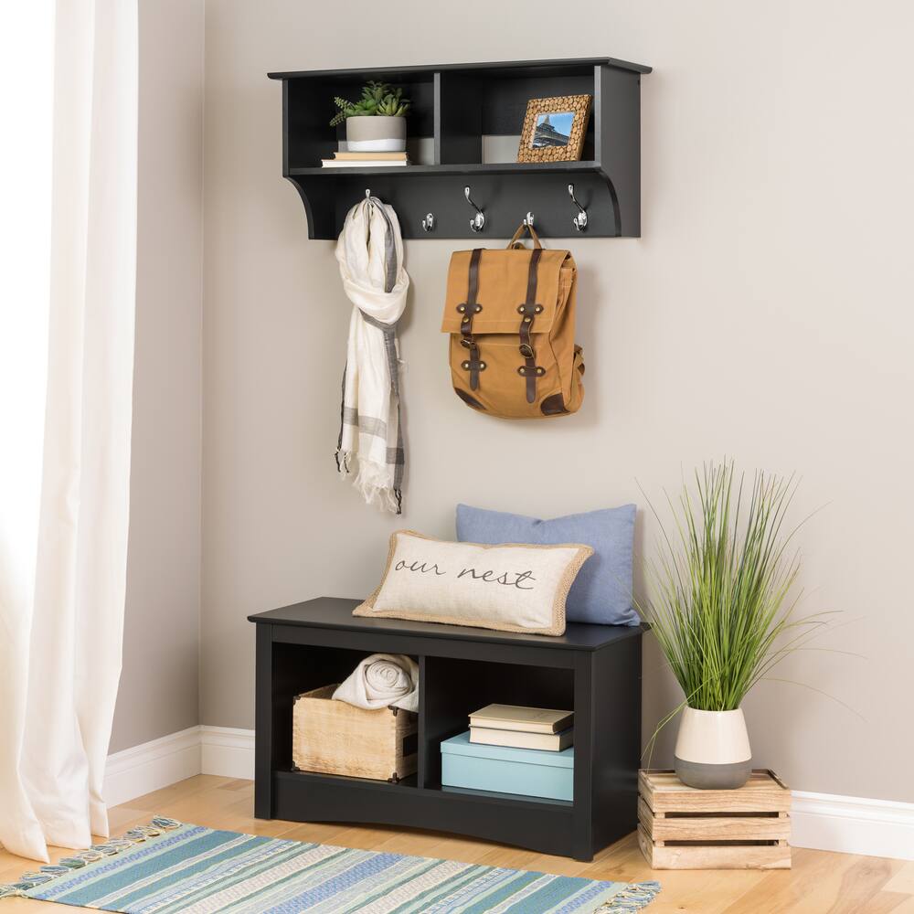 entryway wall coat rack with shelf