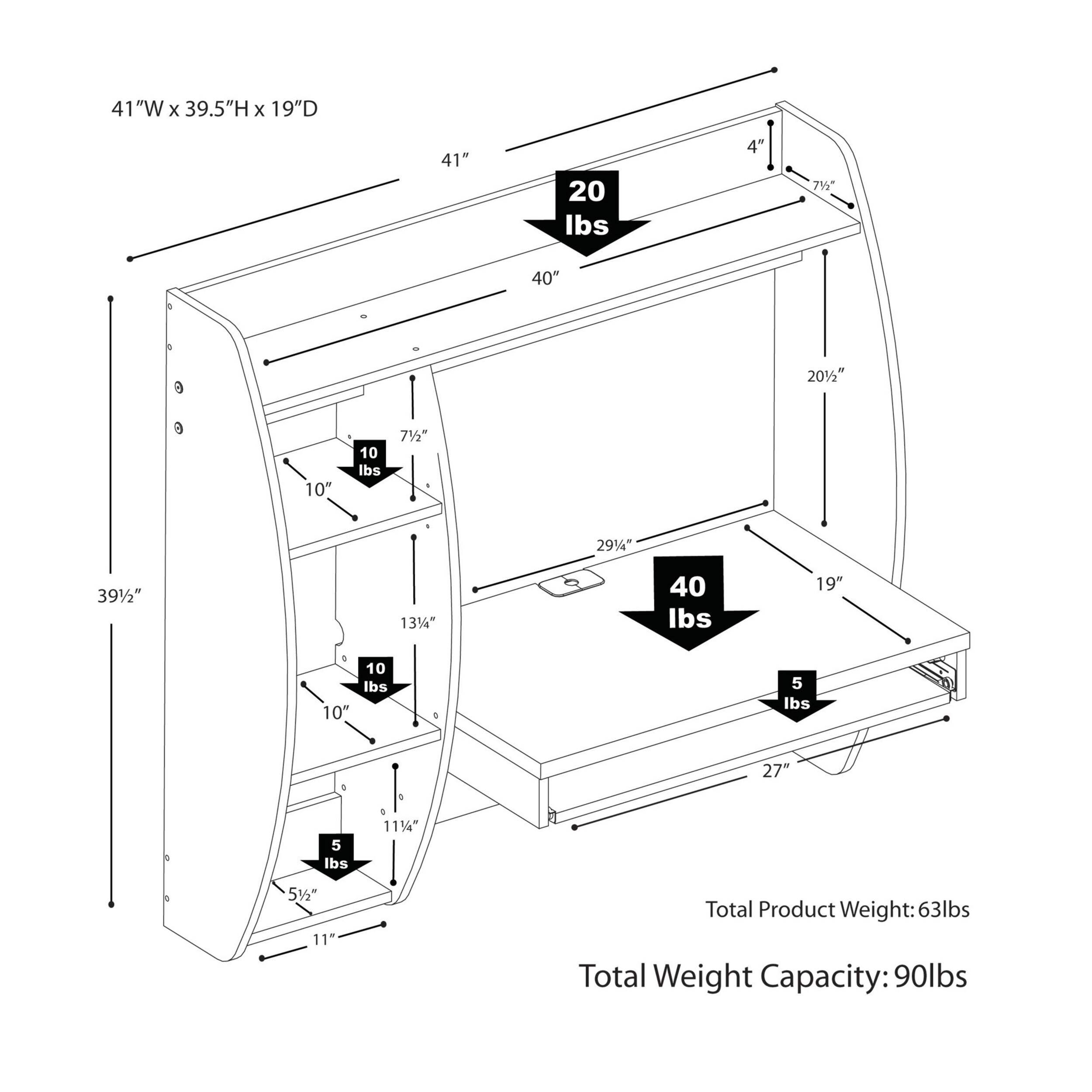 Prepac Floating Desk with Storage & Keyboard Tray Overhead_Plunge