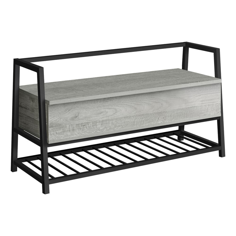 Monarch Entryway HingeTop Metal Frame Storage Bench With Shoe Rack