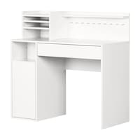 South Shore Crea Craft Table with Hutch Front_Three_Fourths_Angled_Left