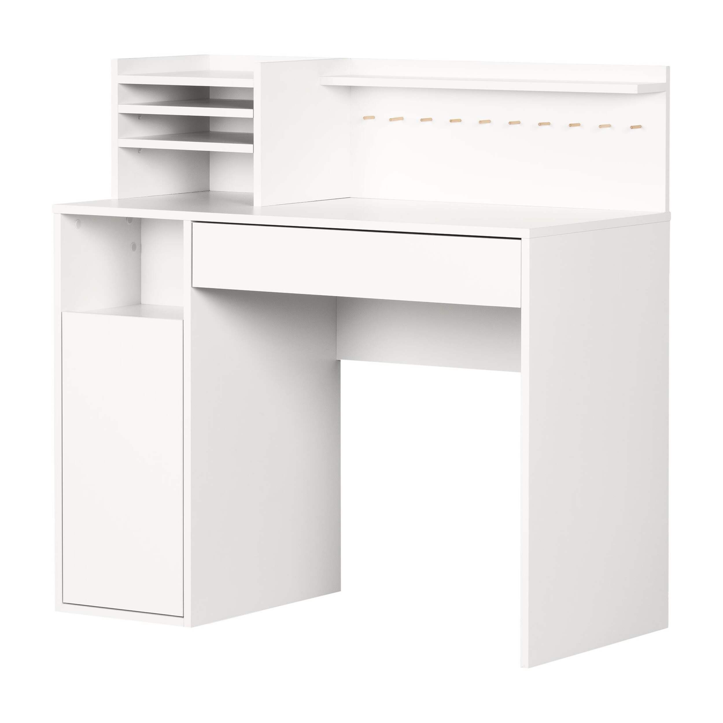 South Shore Crea Craft Table with Hutch Front_Three_Fourths_Angled_Left